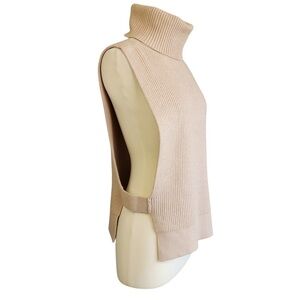 Anthropologie Women's Ribbed Turtleneck Sweater Vest With Open Sides OS